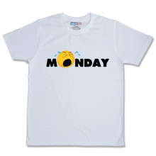 Men Round Neck White T-Shirt- Monday